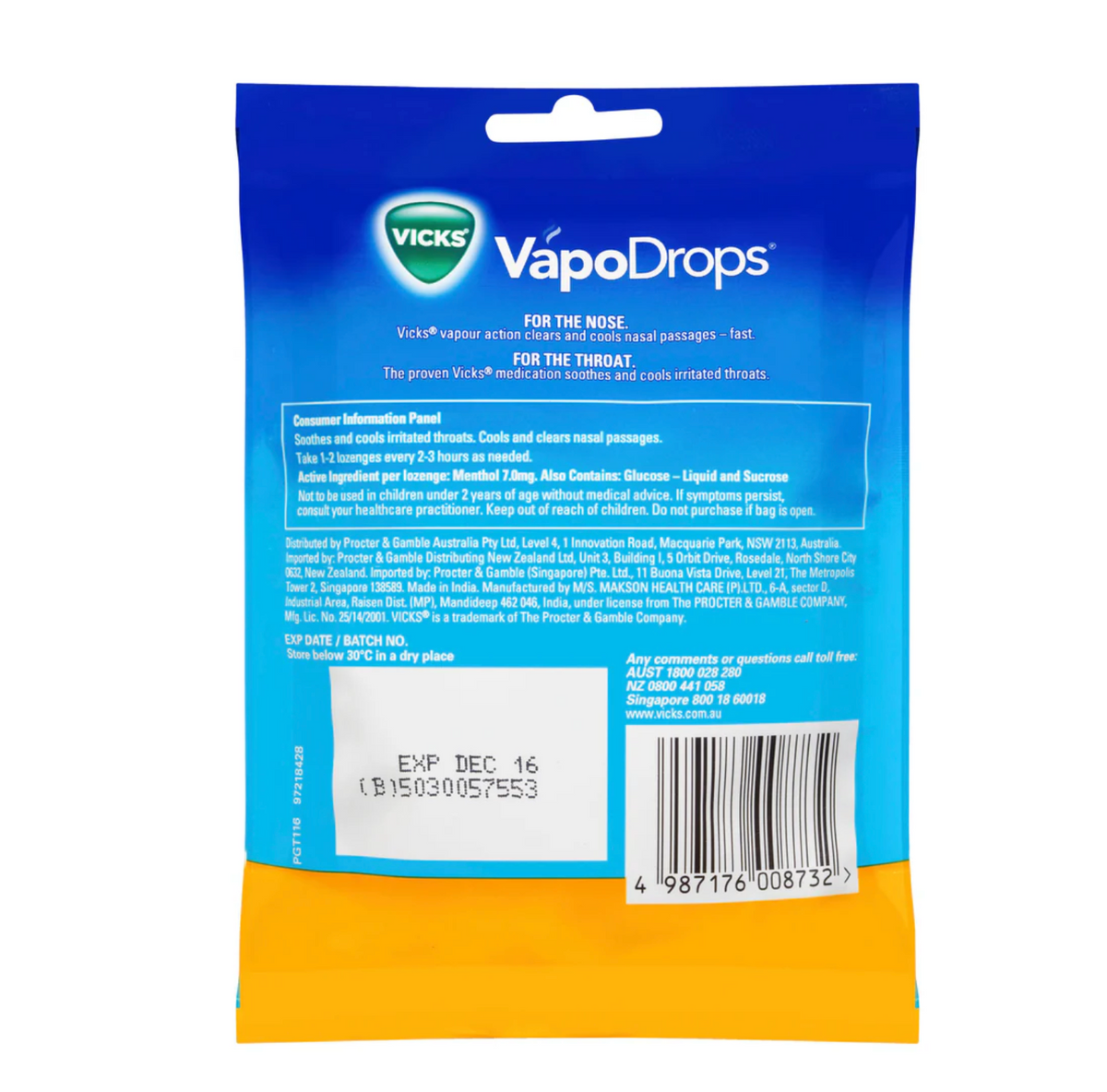 Vicks Vapodrops Butter Menthol Lozenges 24 Pack
