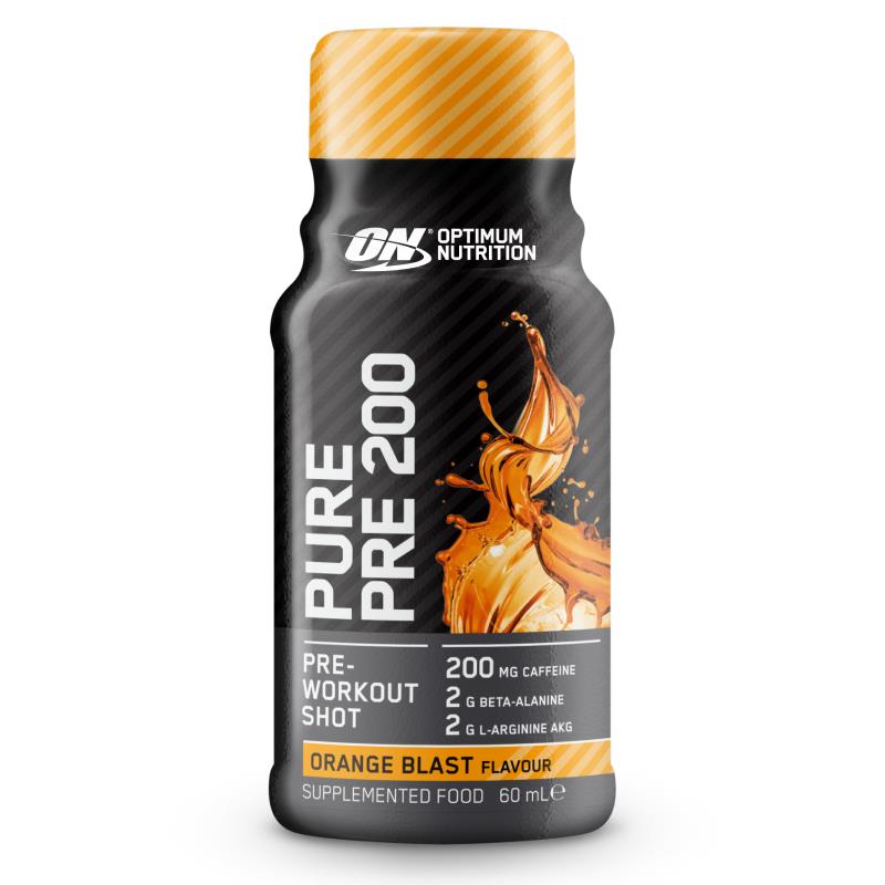 Optimum Nutrition PURE PRE 200 PRE-WORKOUT SHOT 60ML 12CT ORANGE BOX OF 12