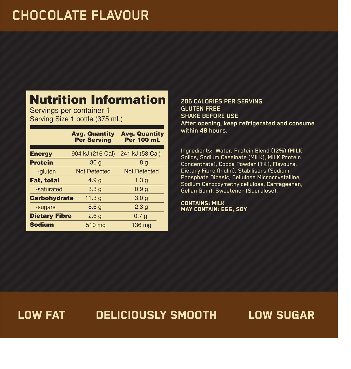 Optimum NutritionHIGH PROTEIN SHAKE BANANA 375ML Box of 12
