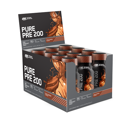 Optimum Nutrition PURE PRE 200 PRE-WORKOUT SHOT 60ML 12CT COLA BOX OF 12