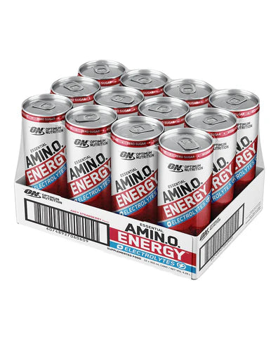 Optimum Nutrition AMIN.O. ENERGY + ELECTROLYTES SPARKLING RTD  STRAWBERRY 355ML BOX of 12