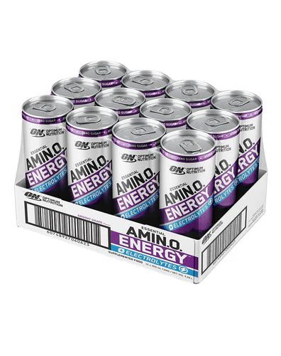 Optimum Nutrition AMIN.O. ENERGY + ELECTROLYTES SPARKLING RTD GRAPE 355ML BOX of 12