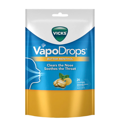 Vicks Vapodrops Butter Menthol Lozenges 24 Pack