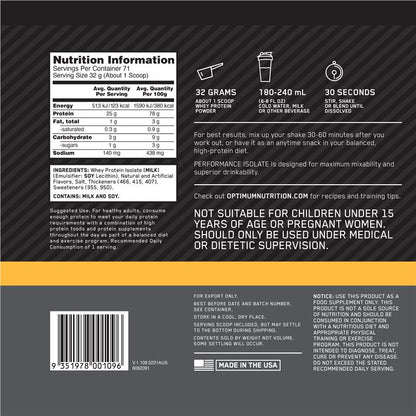 Optimum Nutrition Performance Isolate Vanilla Softserve 2.27kg