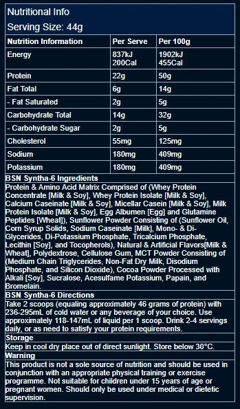 BSN SYNTHA 6 4.56KG CHOCOLATE