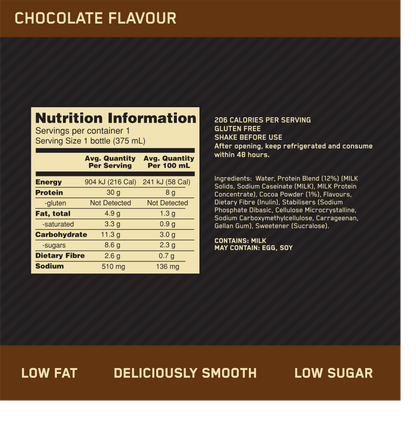 Optimum Nutrition HIGH PROTEIN SHAKE CHOCOLATE 375ML Box of 12