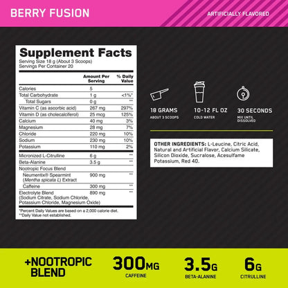 Optimum Nutrition Amped Pre-Workout 360G TROPICAL FURY